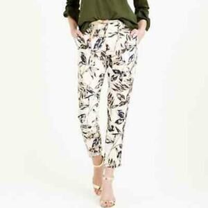J Crew Garden Gold Foil Metallic Leaf Print Linen Pants